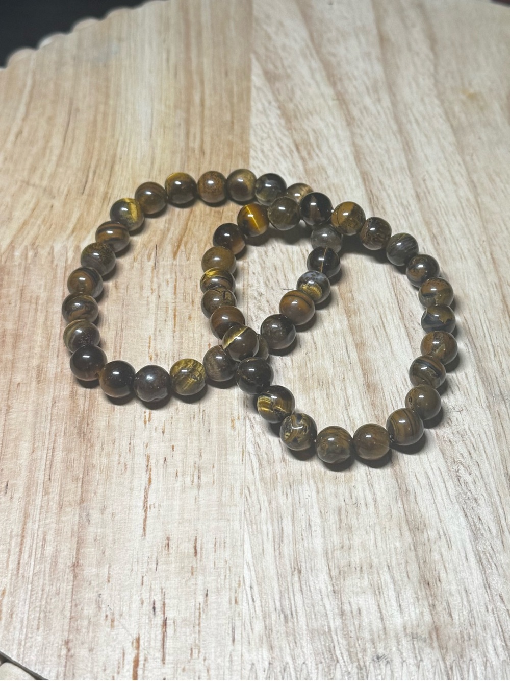 One Tiger's Eye Beaded Stretch Bracelet - Brown